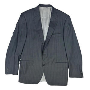 Samuelsohn Super 120's Loro Piana Wool Blazer Jacket Gray Striped Size 44 L US